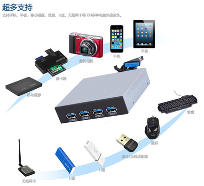 3.5寸USB3.0内置集线器 机箱前置接口的扩展利器